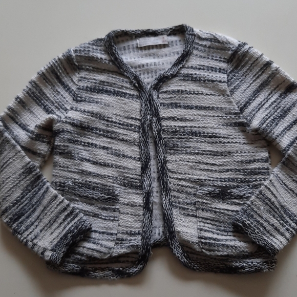 Zara 8 cream gray black stripe knit cardigan - Picture 1 of 9
